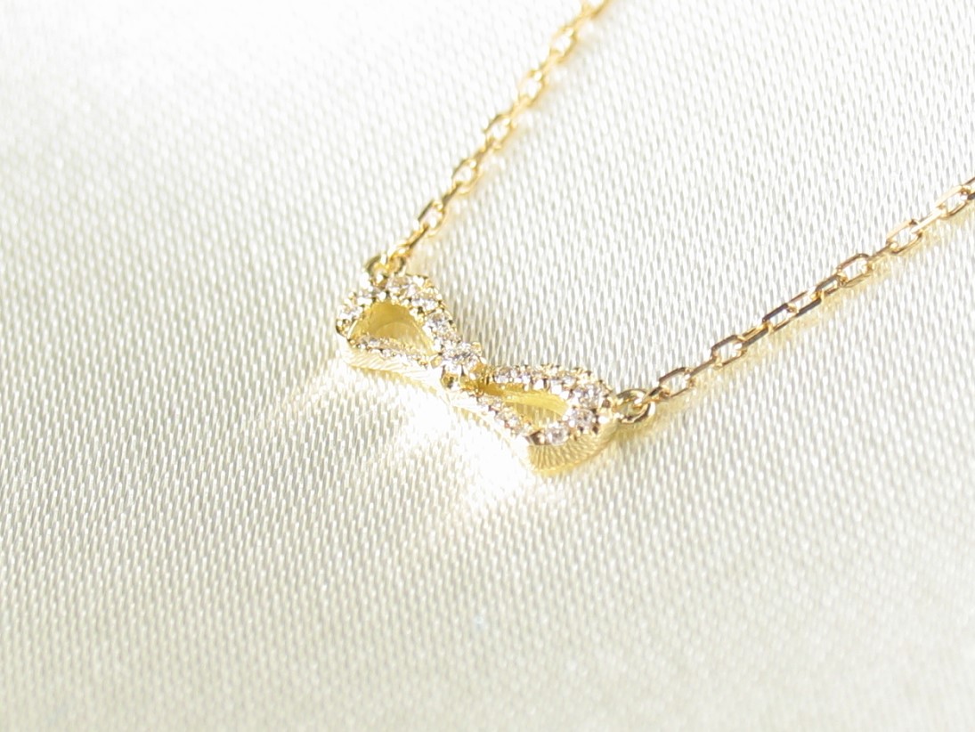 petitribbon necklace k18g/diamond(ペティリボン ネックレス k18ゴールド/ダイア)